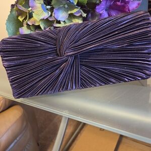 Elegant Purple Pleated Knot Clutch - Evening Bag Used Once